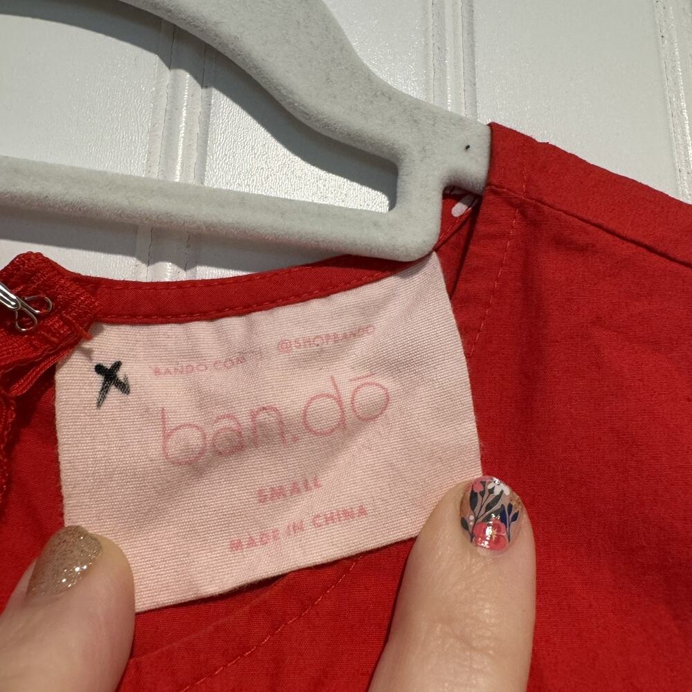 Ban.do Red Daisy Easy Wide Leg Cotton Jumpsuit Size Small No Belt - Picture 5 of 7